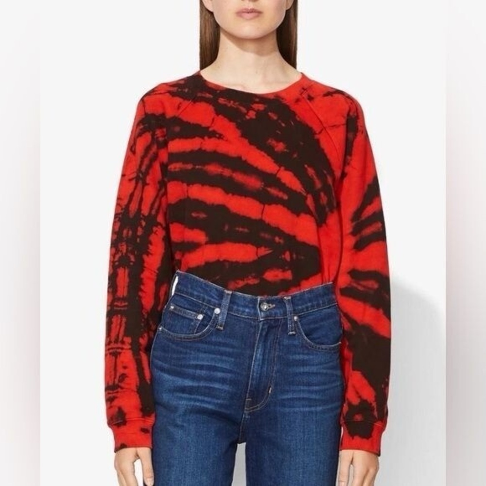 NWT Proenza Schouler Red and Black Tie-Dye Sweatshirt M